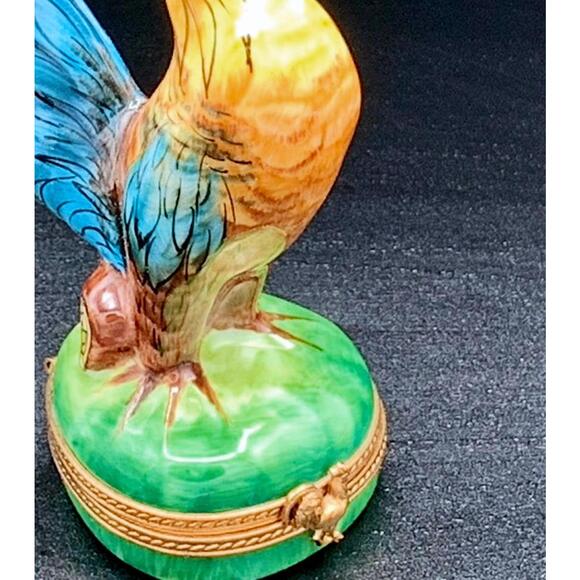 Authentic Large Limoges France Rooster Trinket Box Peint Main Ltd Ed 446/2500 - Picture 9 of 9